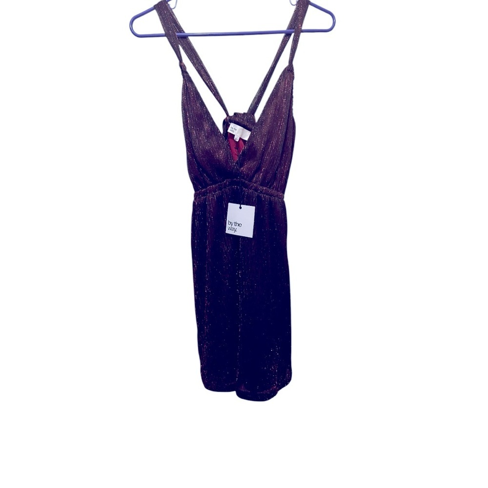 NWT By The Way Glittery Black V-Neck Dress